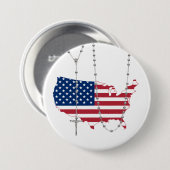 Badge Rond 7,6 Cm Drapeau américain Saint Rosaire (Devant & derrière)