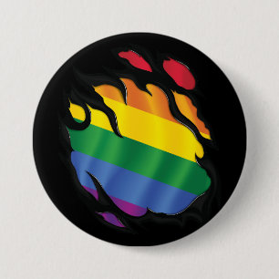 Badge Rond 7,6 Cm Drapeau arraché arc-en-ciel
