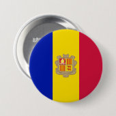 Badge Rond 7,6 Cm Drapeau d'Andorre (Devant & derrière)