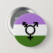 Badge Rond 7,6 Cm Drapeau de fierté genderqueer (Devant & derrière)