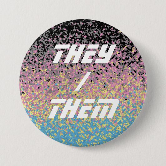 Badge Rond 7,6 Cm Drapeau de fierté polygender pixelisé funky tripan (Devant)
