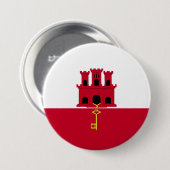 Badge Rond 7,6 Cm Drapeau de Gibraltar (Devant & derrière)