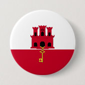 Badge Rond 7,6 Cm Drapeau de Gibraltar (Devant)