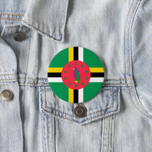 Badge Rond 7,6 Cm Drapeau de la Dominique (En situation)