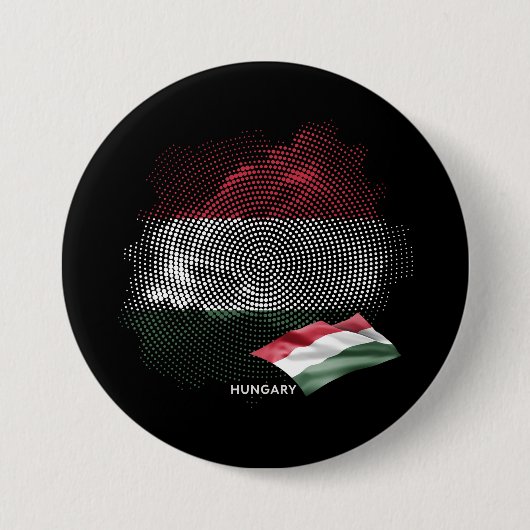 Badge Rond 7,6 Cm Drapeau de la Hongrie (Devant)