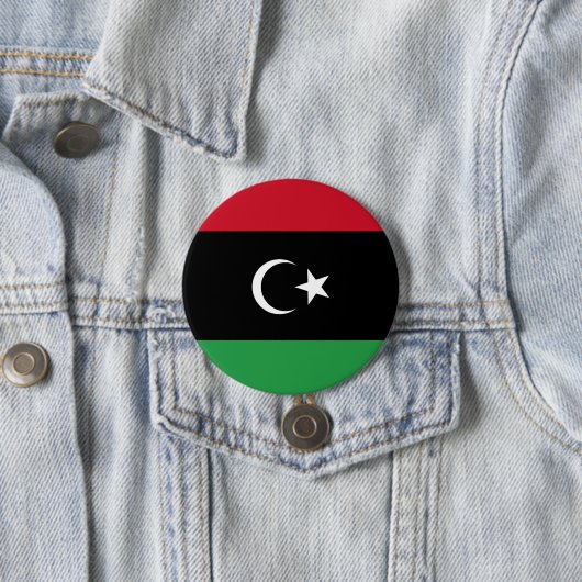 Badge Rond 7,6 Cm Drapeau de la Libye (En situation)