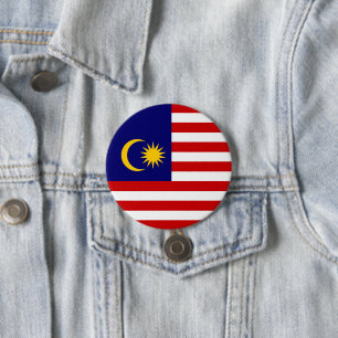 Badge Rond 7,6 Cm Drapeau de la Malaisie