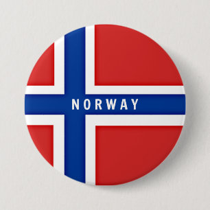 Badge Rond 7,6 Cm Drapeau de la Norvège