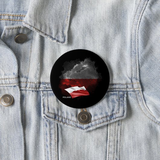 Badge Rond 7,6 Cm Drapeau de la Pologne (En situation)