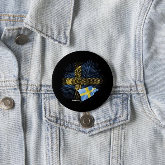 Badge Rond 7,6 Cm Drapeau de la Suède (En situation)