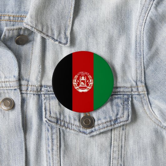 Badge Rond 7,6 Cm Drapeau de l'Afghanistan (En situation)