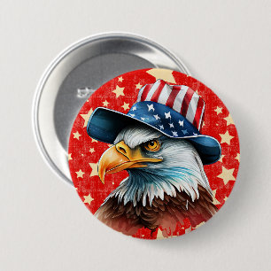 Badge Rond 7,6 Cm Drapeau de l'Aigle Américain