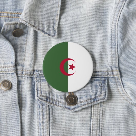 Badge Rond 7,6 Cm Drapeau de l'Algérie (En situation)