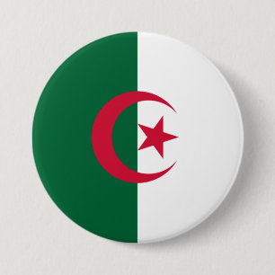 Badge Rond 7,6 Cm Drapeau de l'Algérie