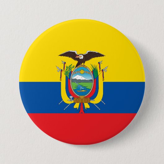 Badge Rond 7,6 Cm Drapeau de l'Équateur (Devant)