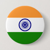 Badge Rond 7,6 Cm Drapeau de l'Inde (Devant)