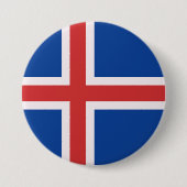 Badge Rond 7,6 Cm Drapeau de l'Islande (Devant)