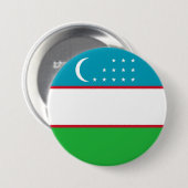 Badge Rond 7,6 Cm Drapeau de l'Ouzbékistan (Devant & derrière)