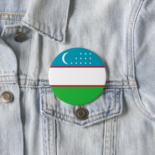 Badge Rond 7,6 Cm Drapeau de l'Ouzbékistan (En situation)