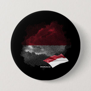 Badge Rond 7,6 Cm Drapeau de Monaco