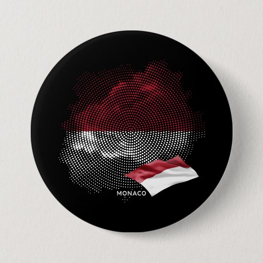 Badge Rond 7,6 Cm Drapeau de Monaco (Devant)