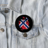 Badge Rond 7,6 Cm Drapeau de Norvège déchiré (En situation)