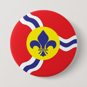 Badge Rond 7,6 Cm Drapeau de Saint-Louis