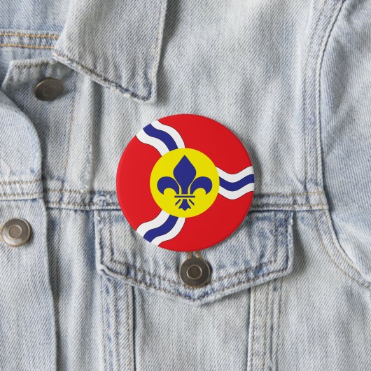 Badge Rond 7,6 Cm Drapeau de Saint-Louis (En situation)