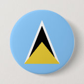 Badge Rond 7,6 Cm Drapeau de Sainte-Lucie (Devant)
