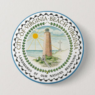 Badge Rond 7,6 Cm Drapeau de Virginia Beach, Virginie