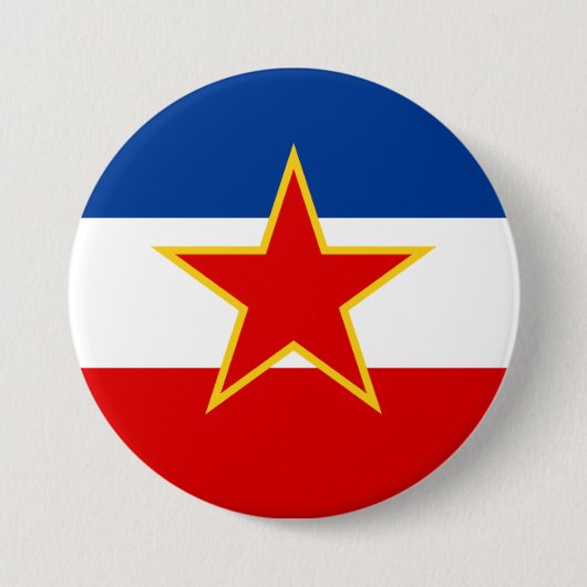 Badge Rond 7,6 Cm Drapeau de Yougoslavie (Devant)