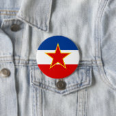 Badge Rond 7,6 Cm Drapeau de Yougoslavie (En situation)