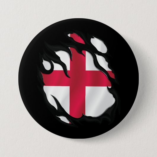 Badge Rond 7,6 Cm Drapeau déchiré d'Angleterre (Devant)