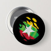 Badge Rond 7,6 Cm Drapeau déchiré de Birmanie (Devant & derrière)