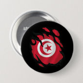 Badge Rond 7,6 Cm Drapeau déchiré de la Tunisie (Devant & derrière)