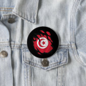 Badge Rond 7,6 Cm Drapeau déchiré de la Tunisie (En situation)