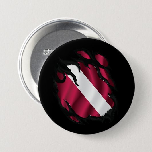 Badge Rond 7,6 Cm Drapeau déchiré de Lettonie (Devant & derrière)