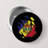 Badge Rond 7,6 Cm Drapeau déchiré de Moldova (Devant & derrière)