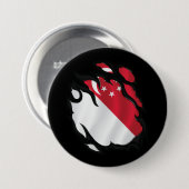 Badge Rond 7,6 Cm Drapeau déchiré de Singapour (Devant & derrière)