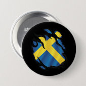 Badge Rond 7,6 Cm Drapeau déchiré de Suède (Devant & derrière)
