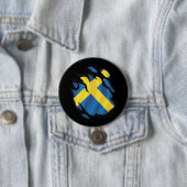 Badge Rond 7,6 Cm Drapeau déchiré de Suède (En situation)