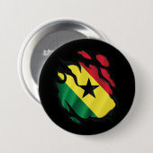 Badge Rond 7,6 Cm Drapeau déchiré du Ghana (Devant & derrière)