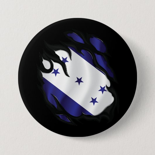 Badge Rond 7,6 Cm Drapeau déchiré du Honduras (Devant)
