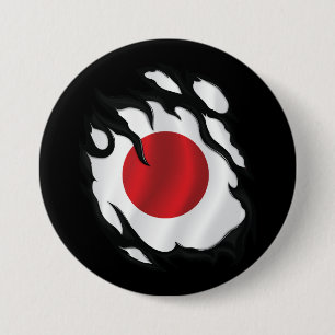 Badge Rond 7,6 Cm Drapeau déchiré du Japon