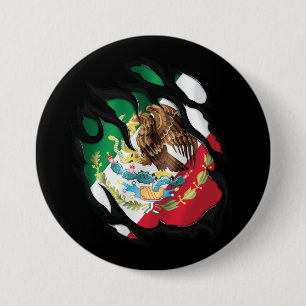 Badge Rond 7,6 Cm Drapeau déchiré du Mexique