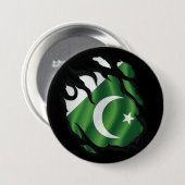 Badge Rond 7,6 Cm Drapeau déchiré du Pakistan (Devant & derrière)