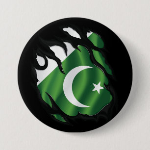 Badge Rond 7,6 Cm Drapeau déchiré du Pakistan