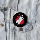 Badge Rond 7,6 Cm Drapeau déchiré du Pérou (En situation)