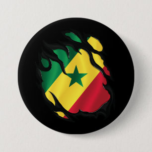 Badge Rond 7,6 Cm Drapeau déchiré du Sénégal