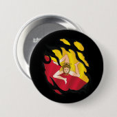 Badge Rond 7,6 Cm Drapeau déchiré en Sicile (Devant & derrière)